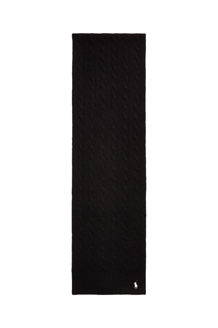 Polo Ralph Lauren Black Cable-Knit Scarf
