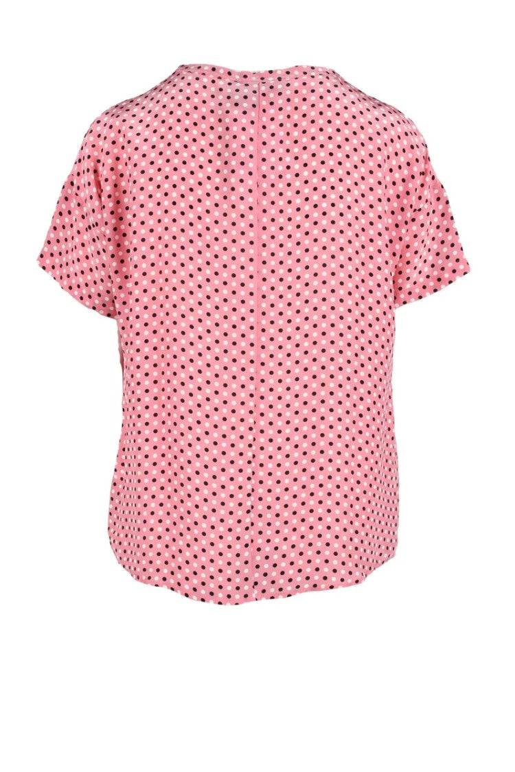 Attic And Barn Pink Dot Viscose Silk Blouse