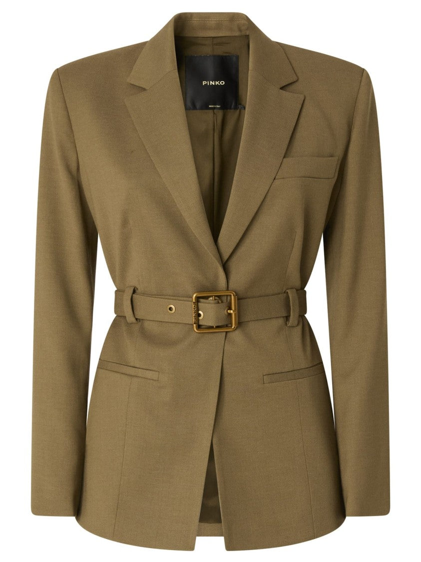 Pinko Tailored Vitiano Blazer With Structured Silhouette And Gold-Tone Buckle