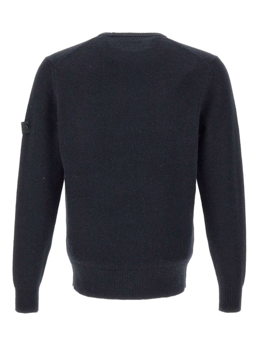 Peuterey Solid Blue Sweater With Round Neckline