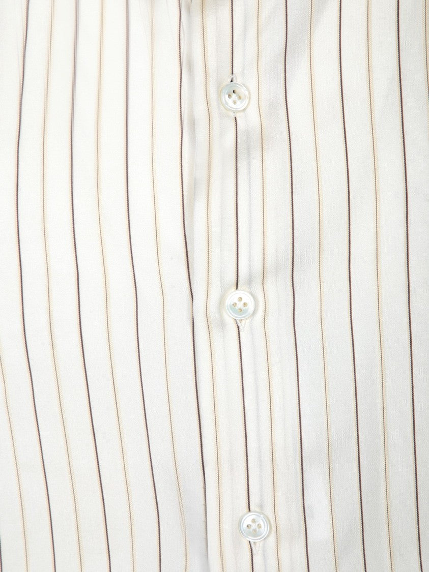 Lardini Vertical Striped Silk And Cotton Shirt