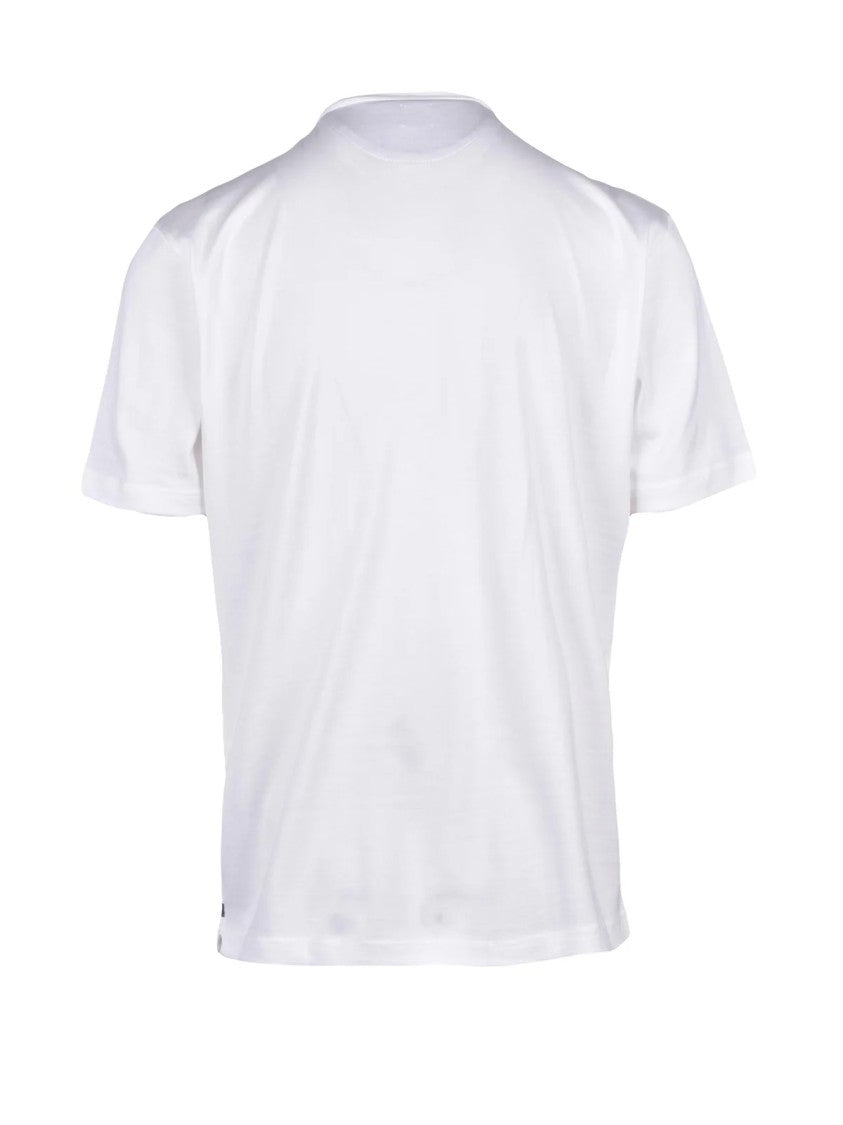 Eleventy White Men Cotton Henley T-Shirt