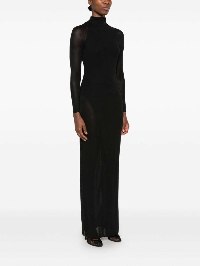 Alaïa Long Black Sheer Panel Maxi Dress
