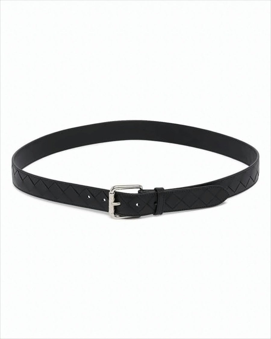 Bottega Veneta Refined Leather Belt With Woven Pattern