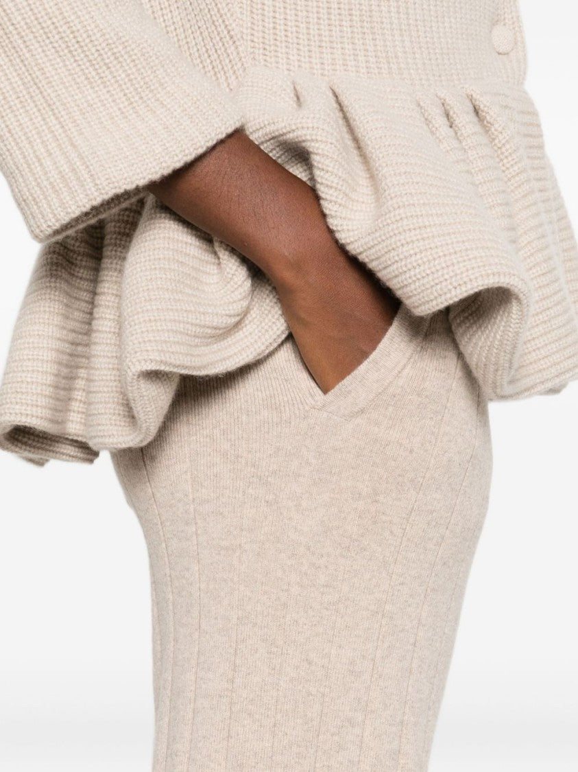Max Mara Beige Knit Trousers With Tapered Leg