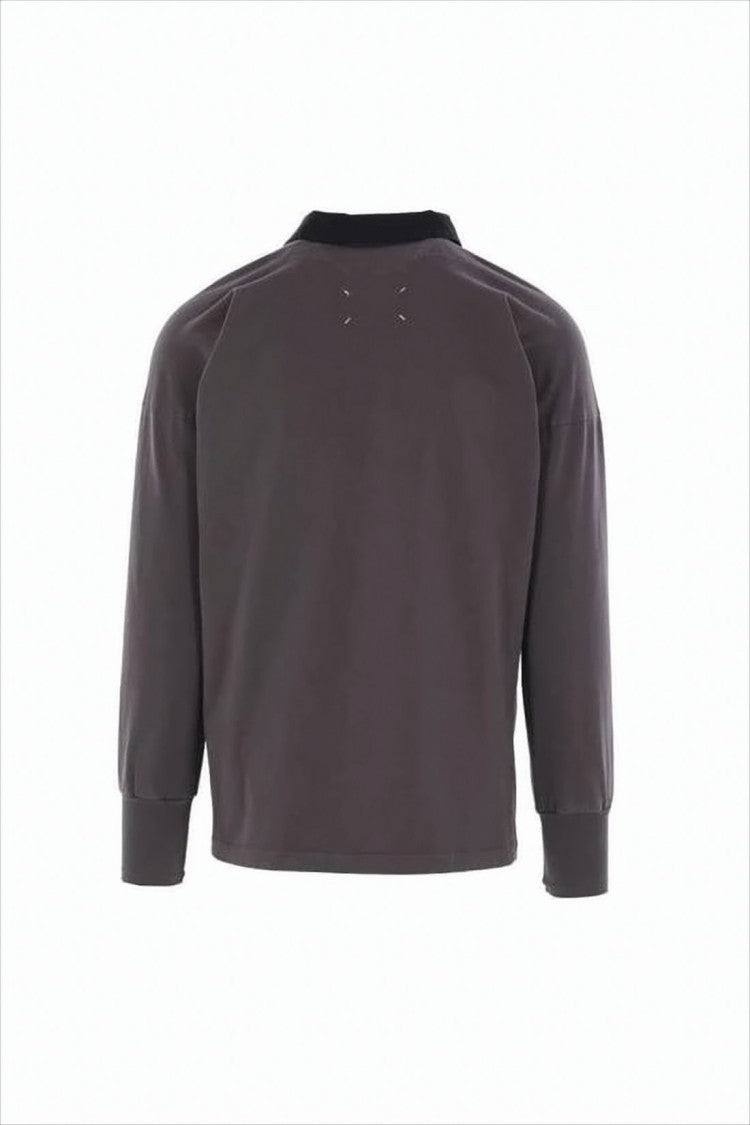 Maison Margiela Long-Sleeved Polo Shirt With Cropped Fit And Contrasting Collar