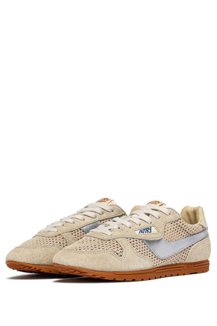Autry Beige Windspin Perforated Suede Sneakers