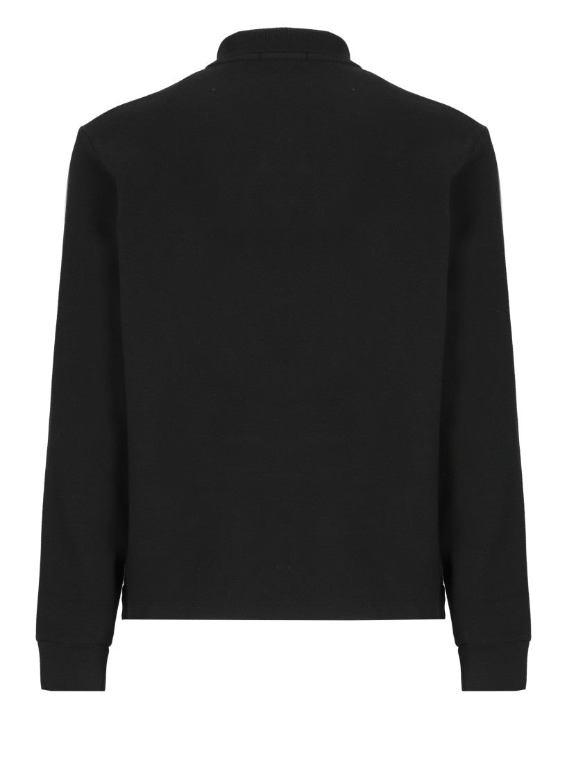Polo Ralph Lauren Black Pony Embroidered Buttoned Long-Sleeve Polo Shirt