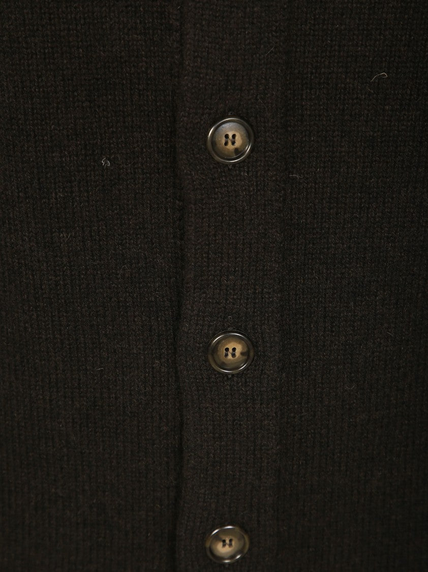 Daniele Fiesoli Classic Cardigan With Deep V-Neck And Ribbed Texture