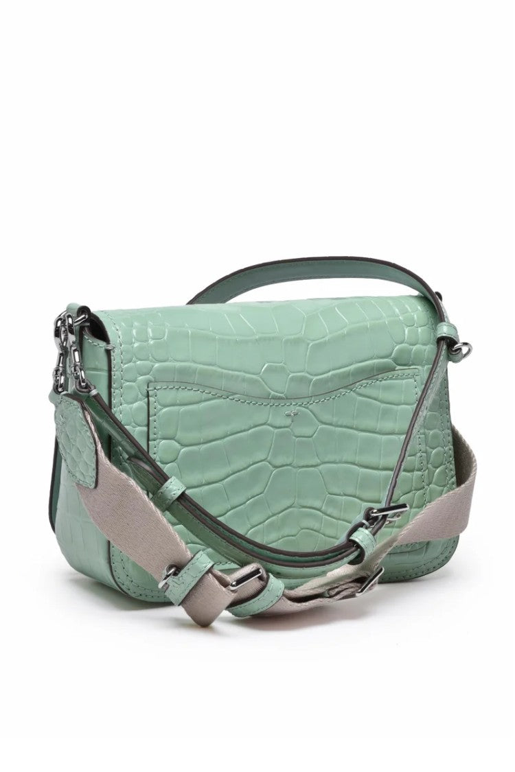 Tory Burch Thea Embossed Flat Flap Shoulder Bag - Green