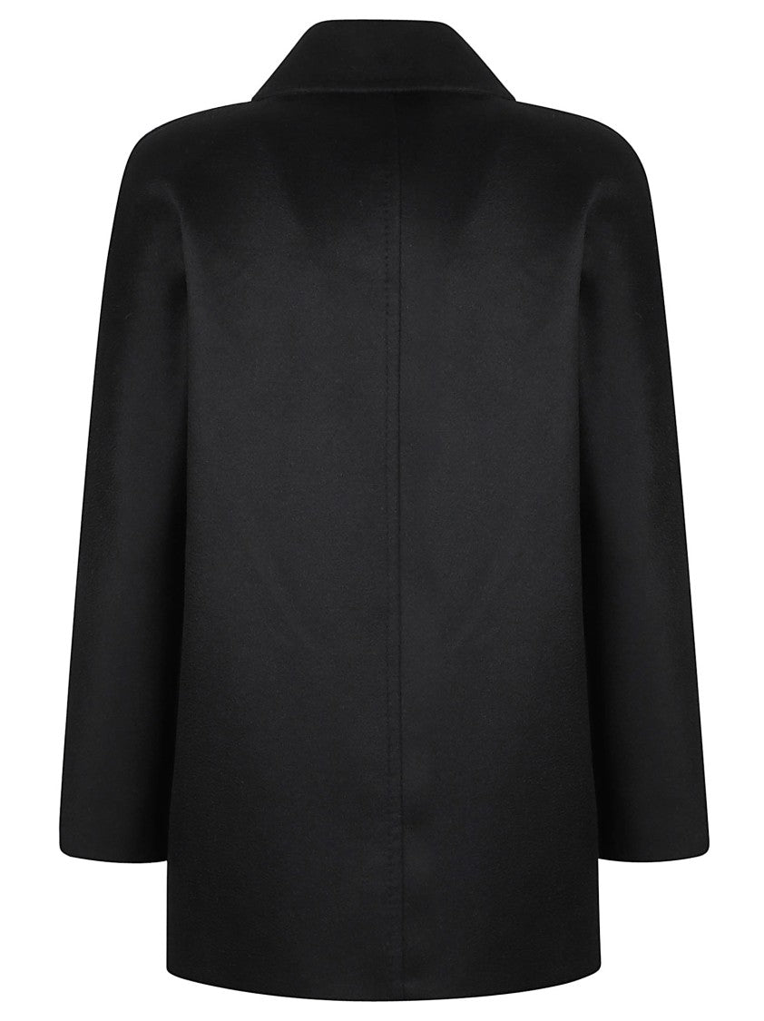Max Mara Double-Breasted Black Wool Coat With Structured Silhouette