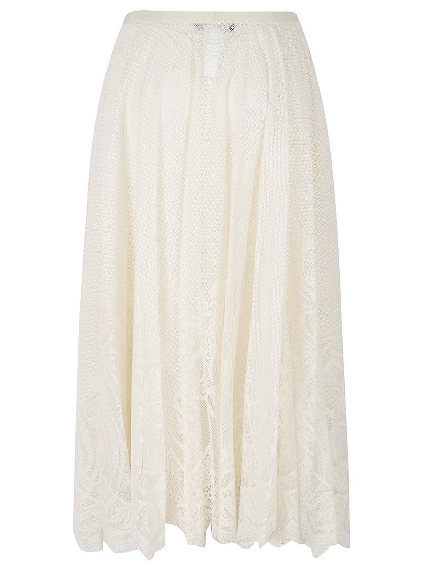 Fabiana Filippi Flared Midi Skirt In Floral-Embroidered Crochet Lace