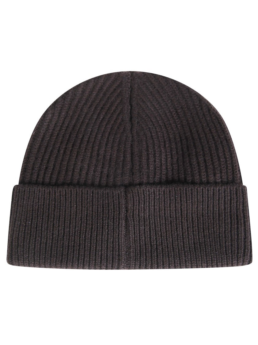 Casablanca Ribbed Knit Beanie With Folded Cuff And Emblem