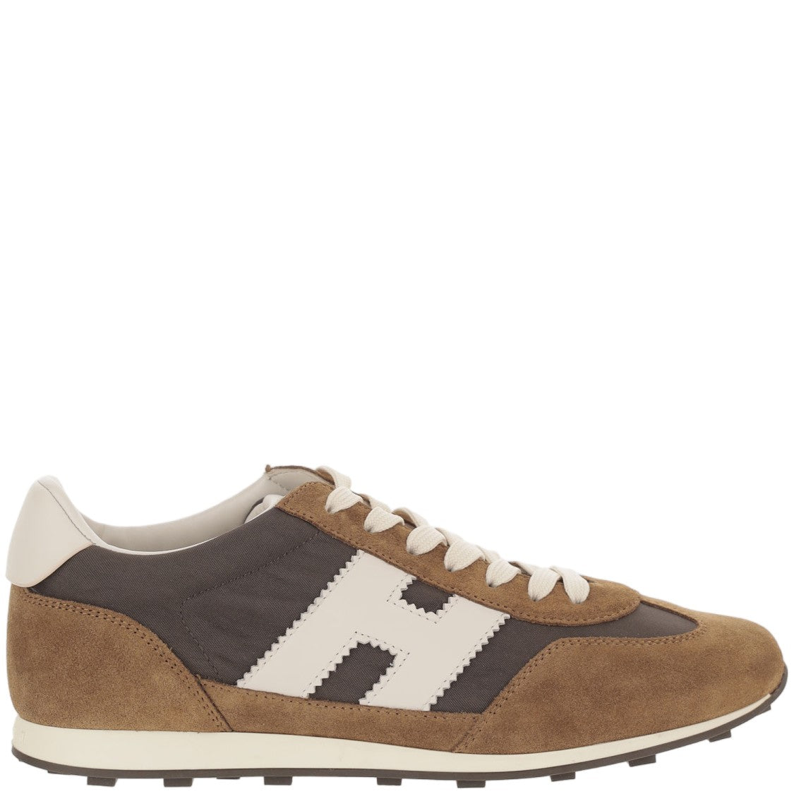 Hogan Beige Athletic Contrast Suede Mesh Sneakers