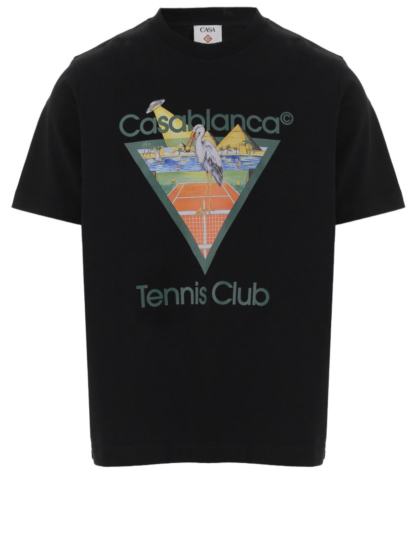 Casablanca Black Front Logo Cotton T-Shirt