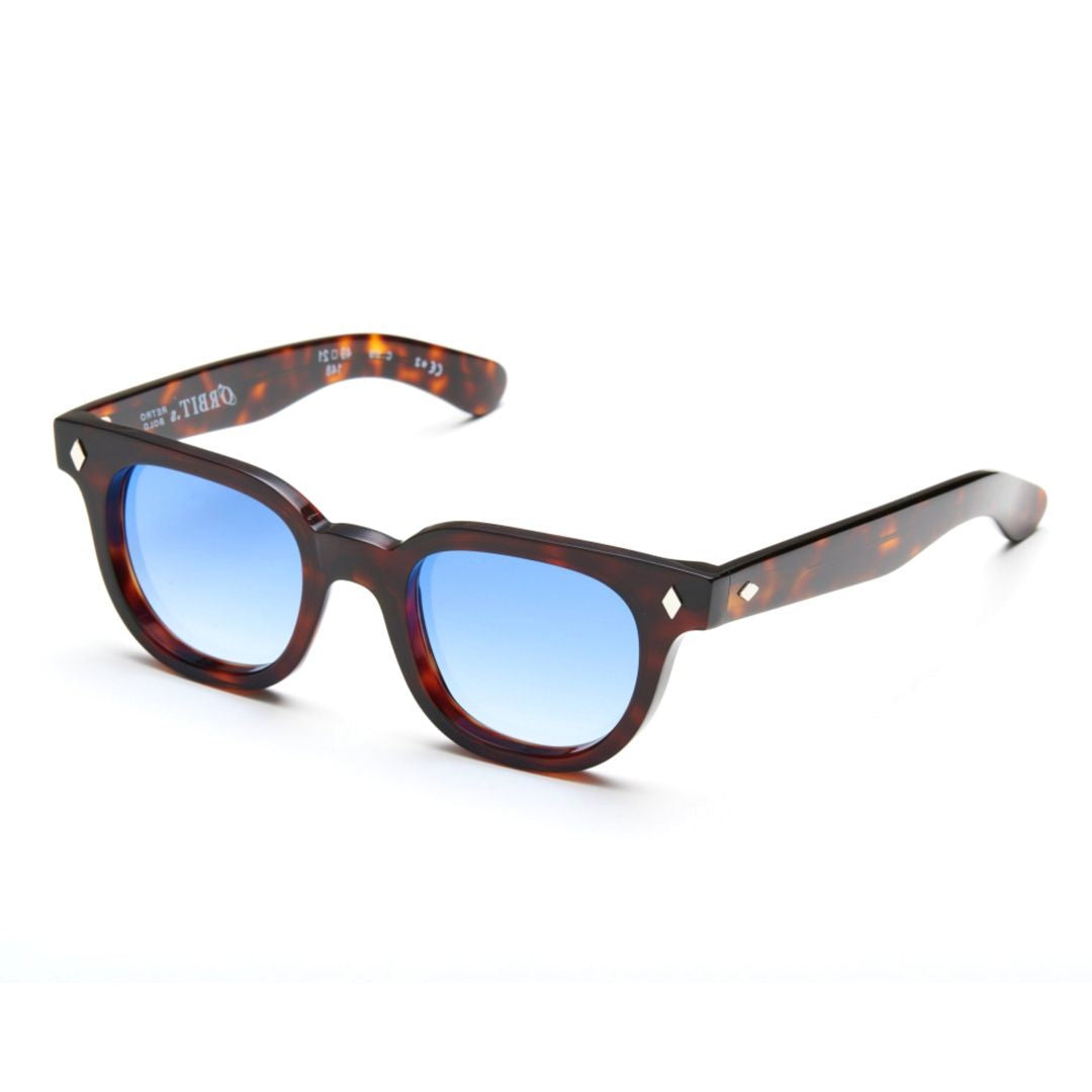 Kador Orbit Square Frame Tortoiseshell Sunglasses With Gradient Blue Lenses