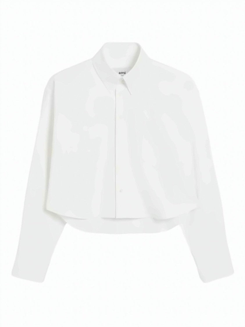 Ami Paris Cropped Oversized Shirt With Heart Logo
