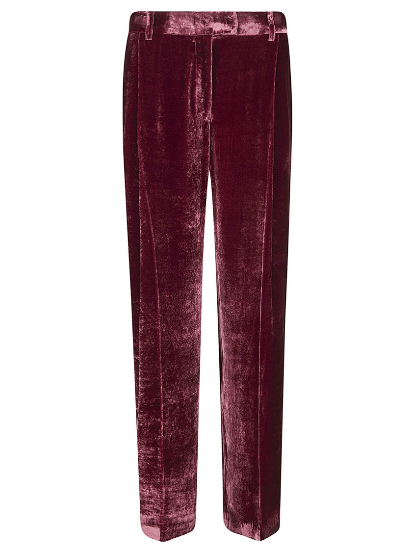 La Double J Plush Velvet Trousers With Straight Leg Cut And Tailored Fit