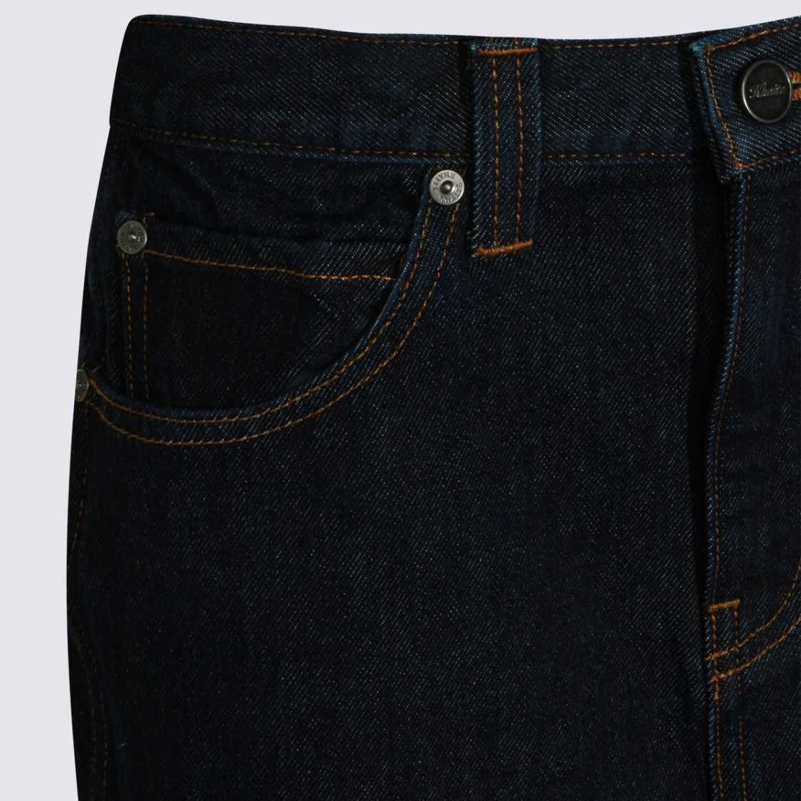 Khaite Two-Tone Denim Midi Skirt With Structured Silhouette