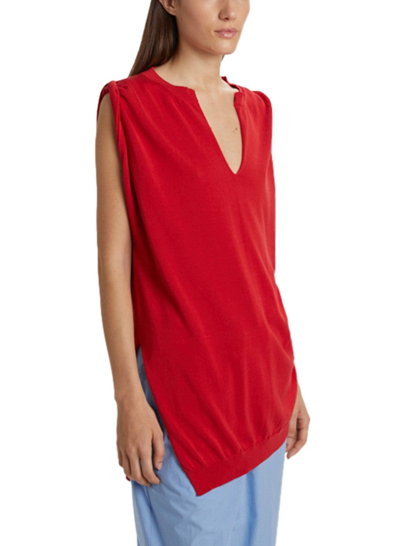 Phisique Du Role Sleeveless V-Neck Top With Ribbed Hem