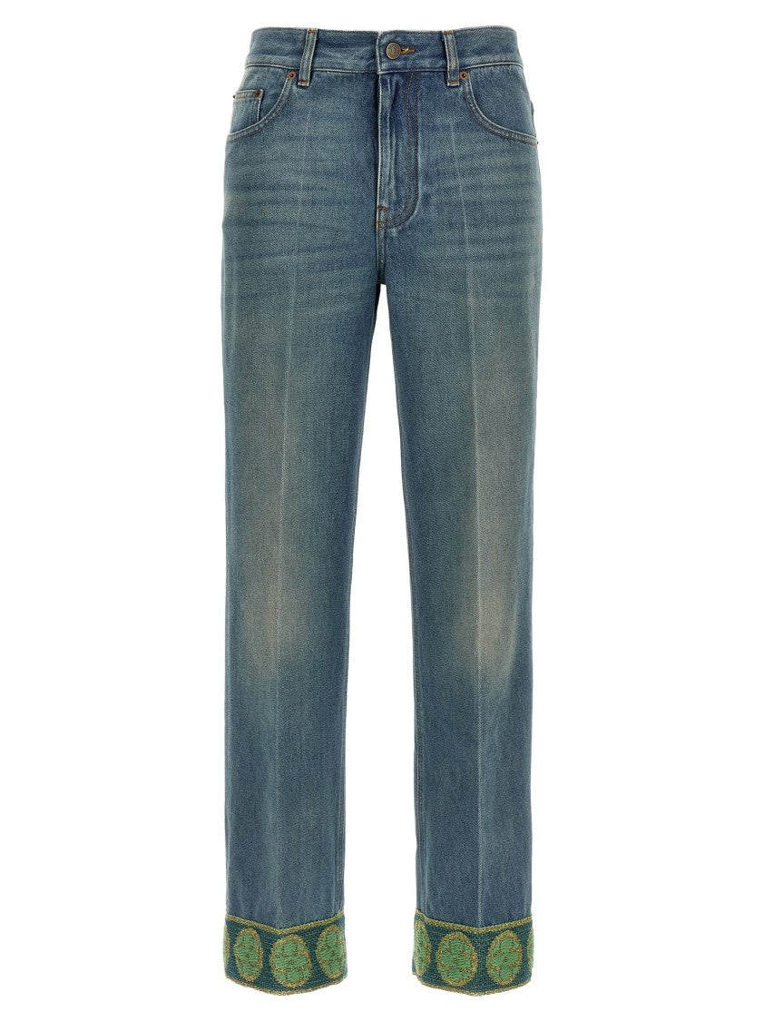 Valentino Garavani Delavé Denim Jeans With Jacquard Application