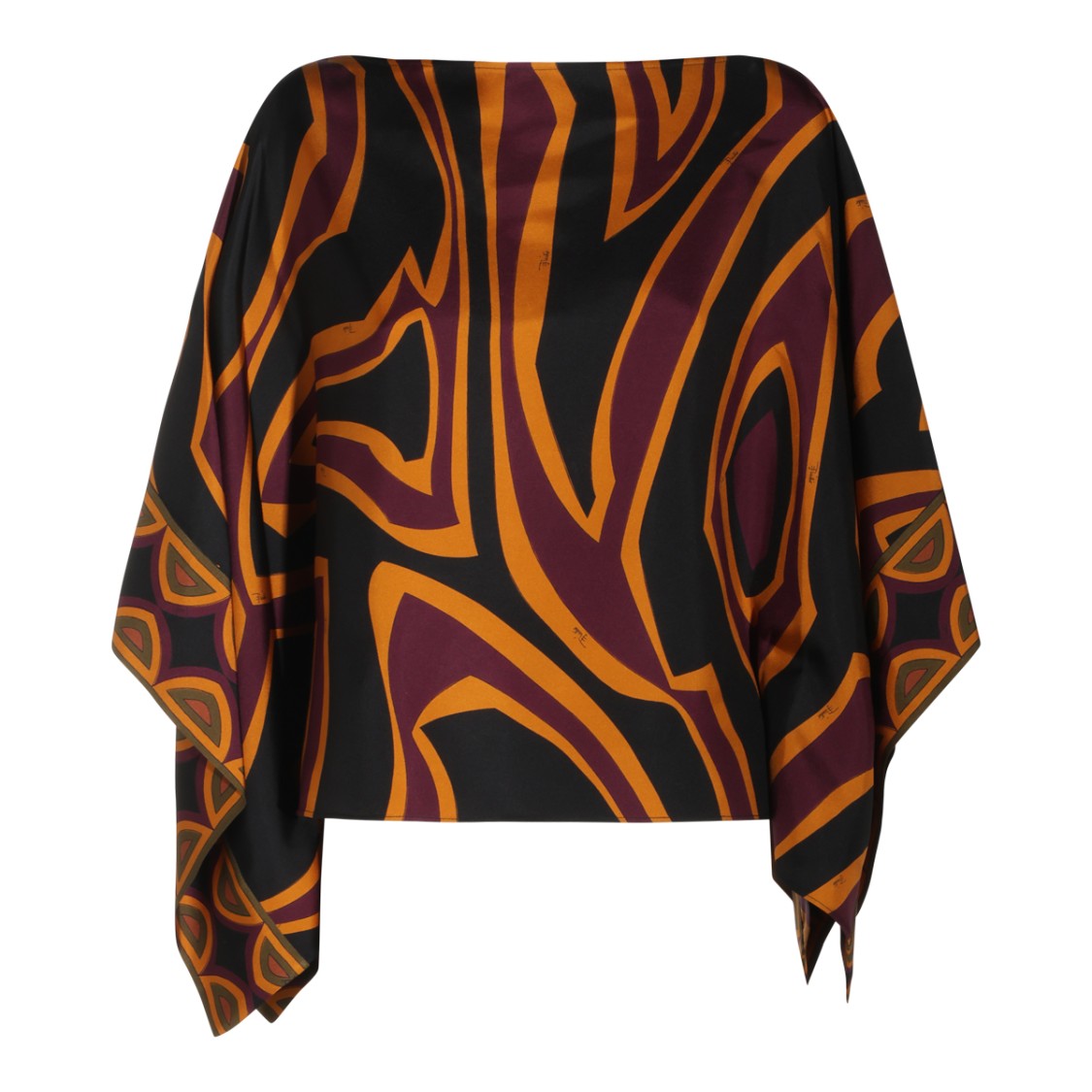 Emilio Pucci Flowing Abstract Print Draped Sleeve Blouse
