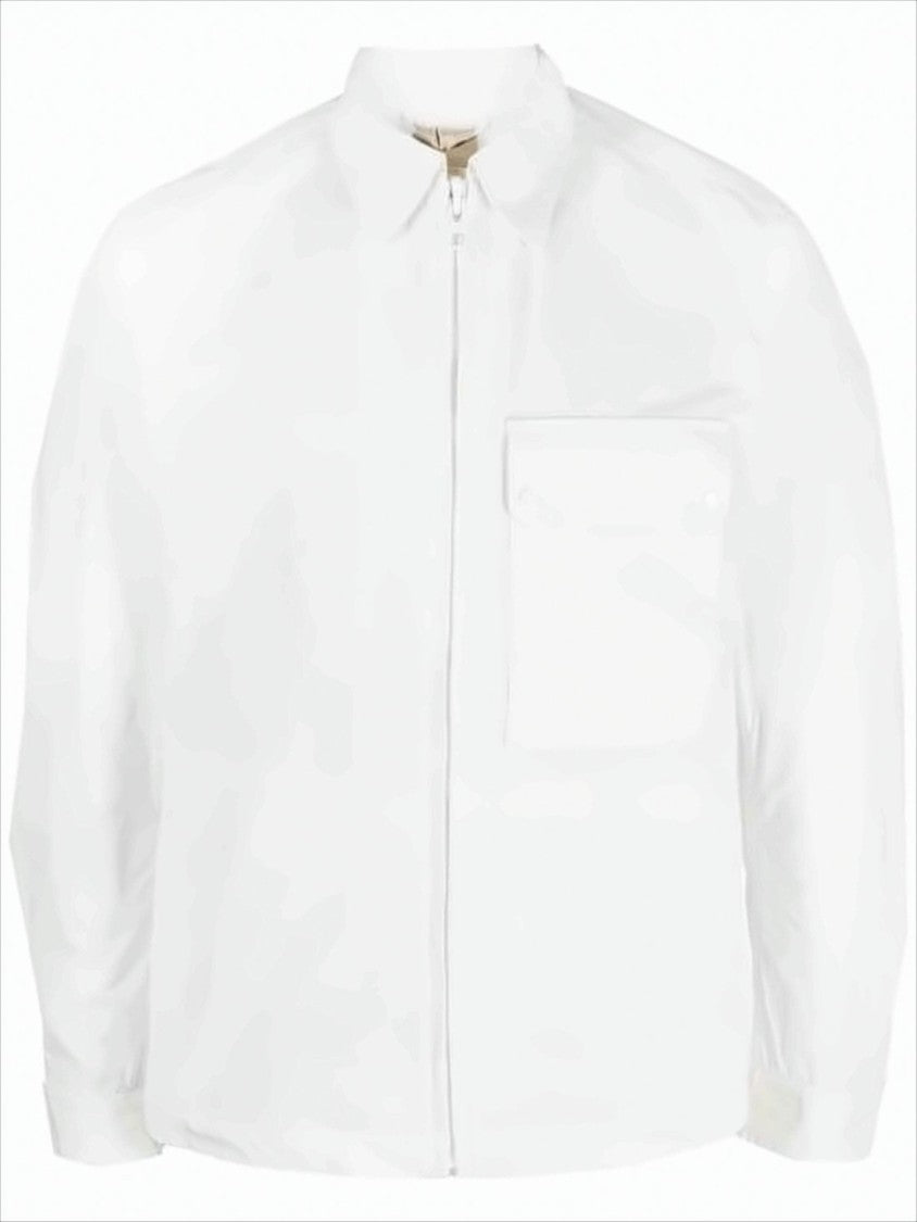 Ten C White Zip-Front Jacket With Flap Pocket
