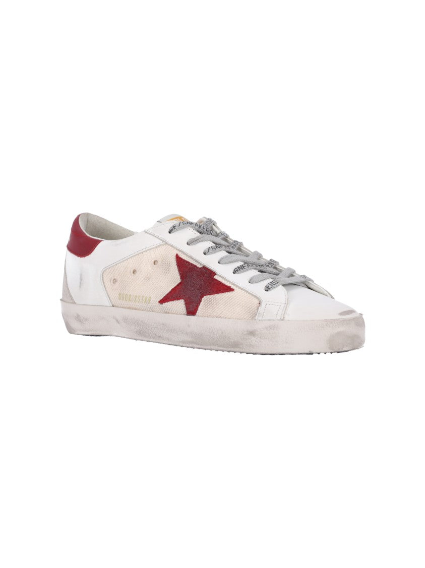 Golden Goose Distressed Beige Calfskin Low-Top Sneakers