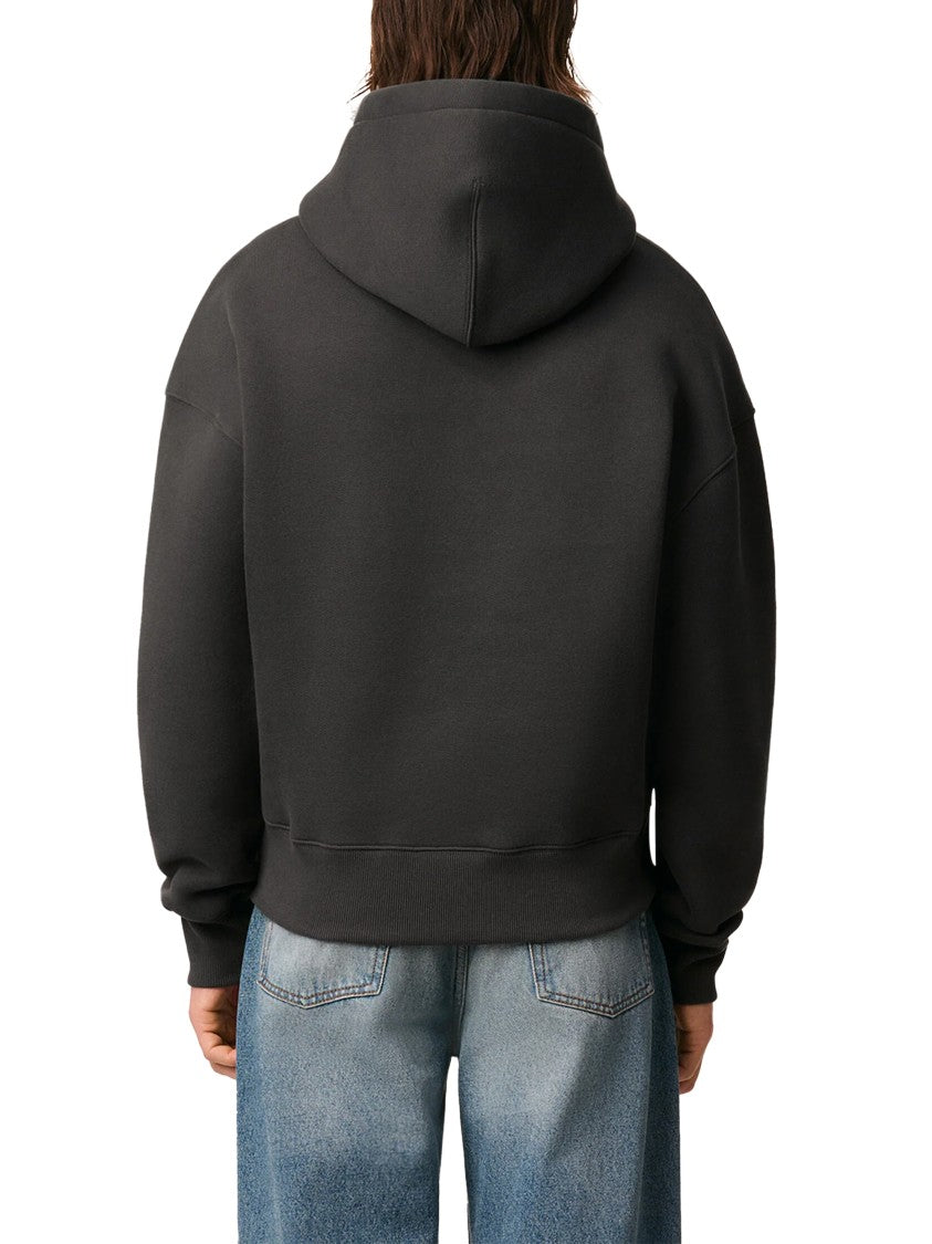 Ami Oversized Hooded Sweatshirt In Solid Grey
