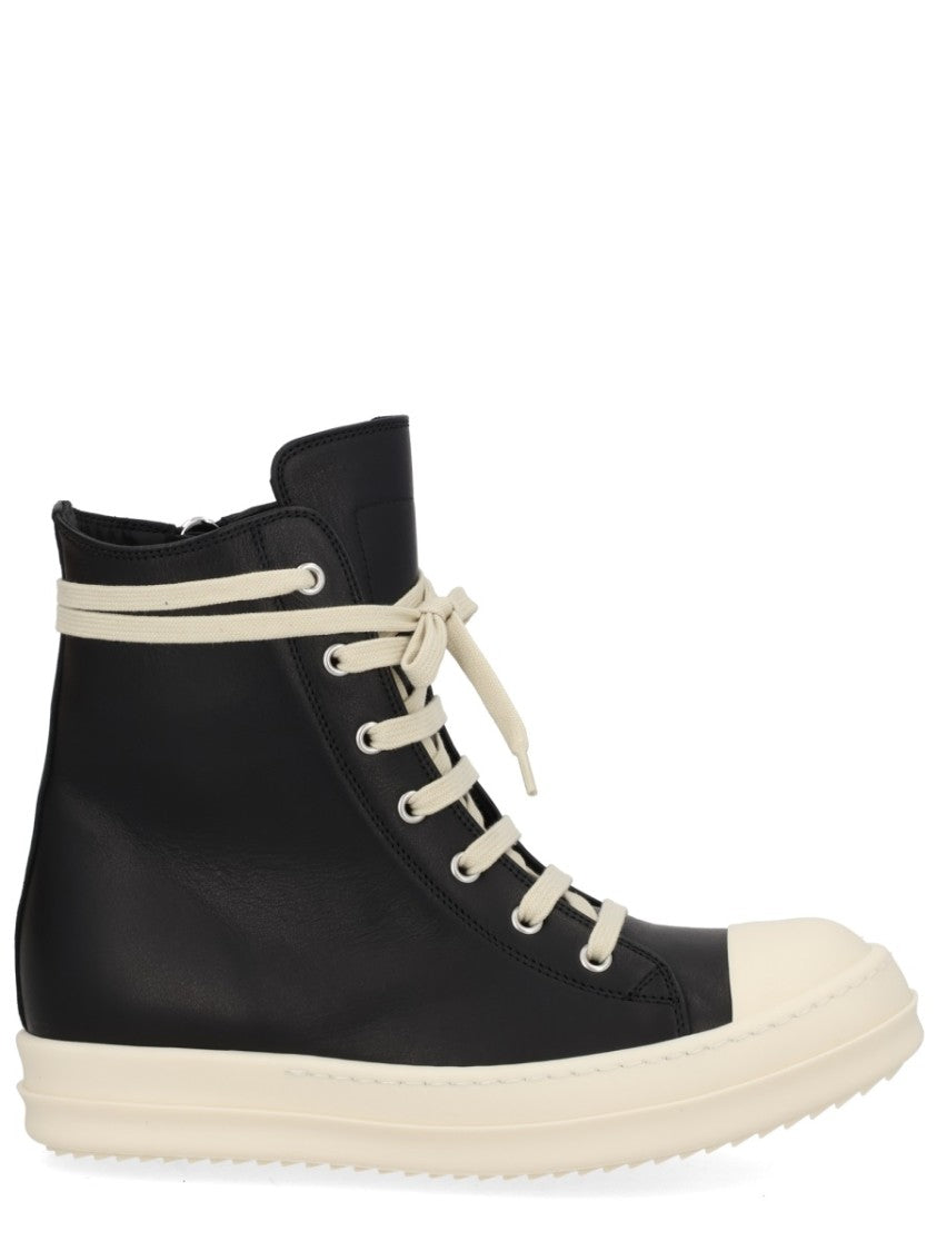 Rick Owens Black Back Zipper Ridged Sole Sneakers
