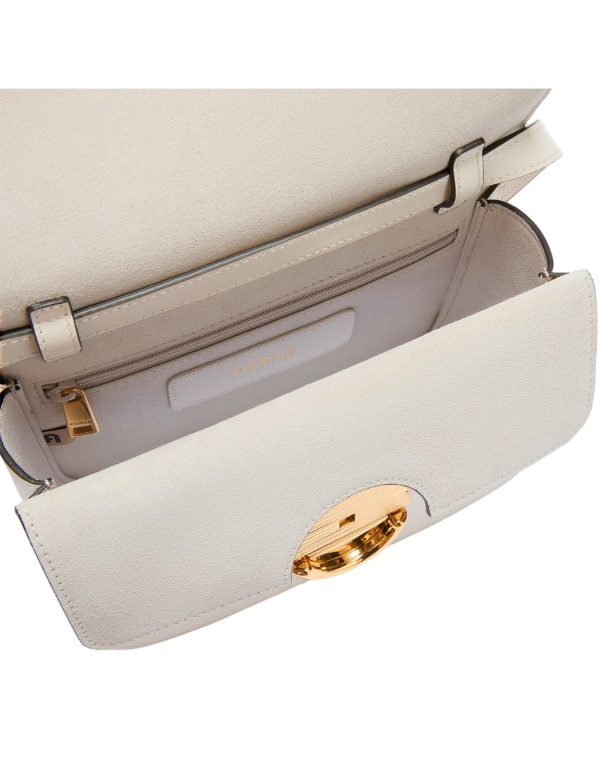 Furla Sfera Mini Crossbody Bag In Cream Leather