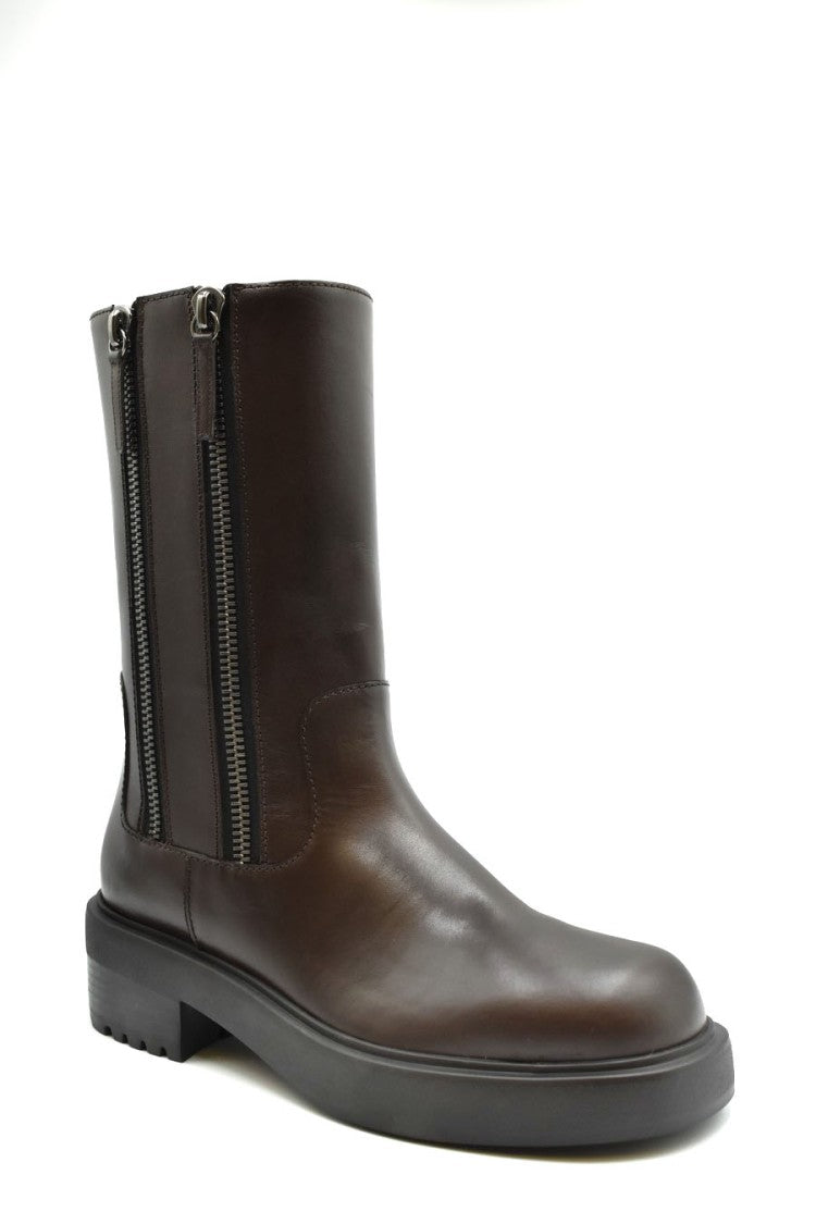 Giuseppe Zanotti Black Foustine Double-Zip Leather Lug Sole Combat Boots