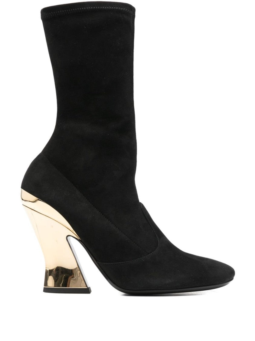 Givenchy Black High Heel Gold Tone Boots