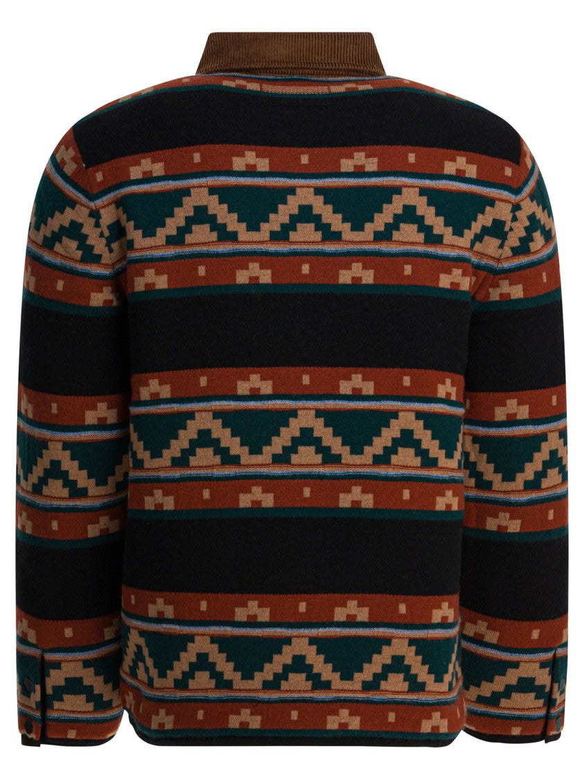 Guest In Residence Patterned Casual Jacket With Corduroy Collar