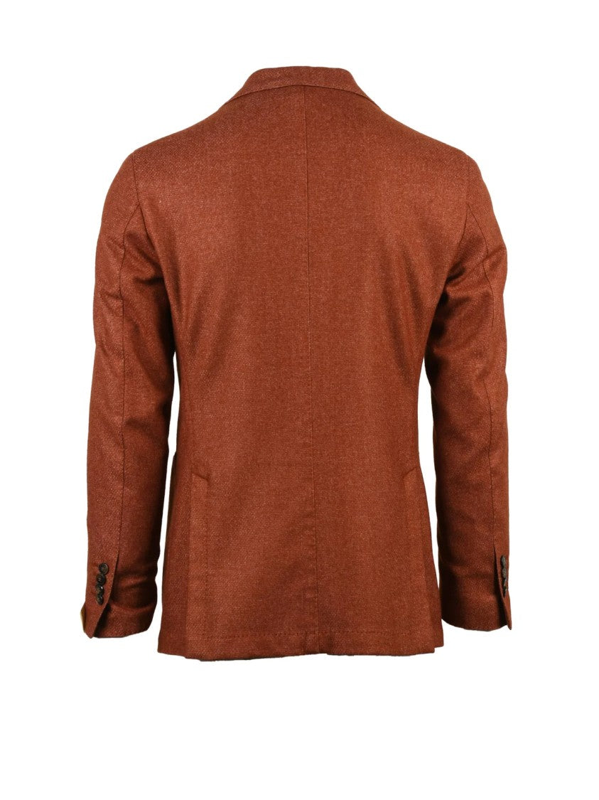 L.B.M. 1911 Rounded Brown Jacket With Button Closure And Textured Finish