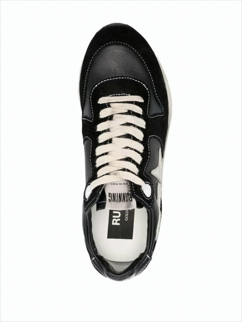 Golden Goose Black Leather Sneakers With Off-White Accents