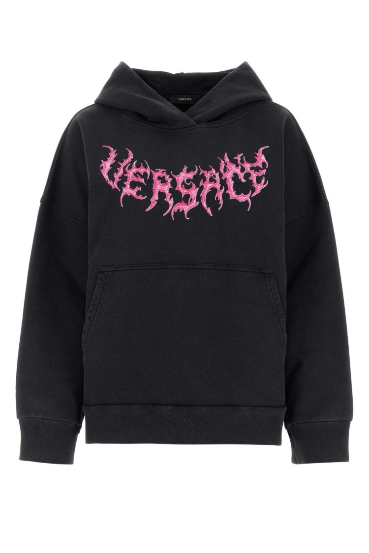 Versace Black Cotton Oversize Sweatshirt