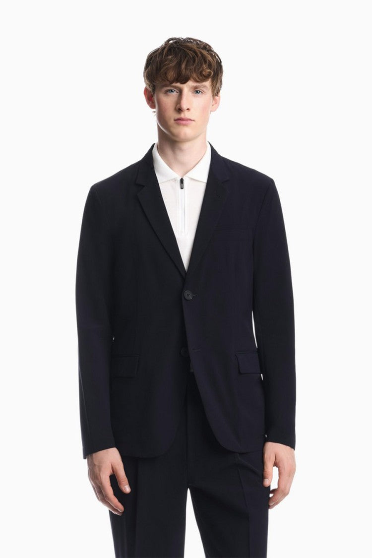 Emporio Armani Navy Two-Button Viscose-Blend Blazer