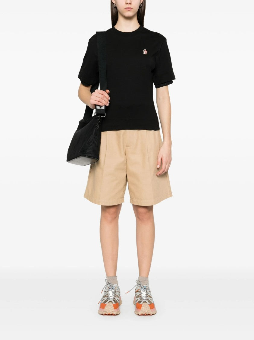 Moncler Grenoble Black Cropped Cotton T-Shirt