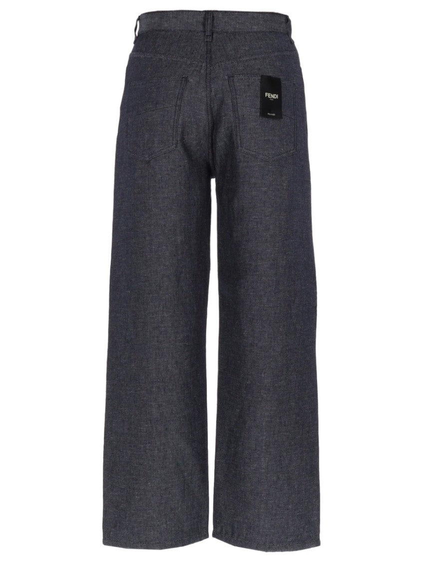 Fendi Relaxed Fit Linen-Cotton Blend Jeans