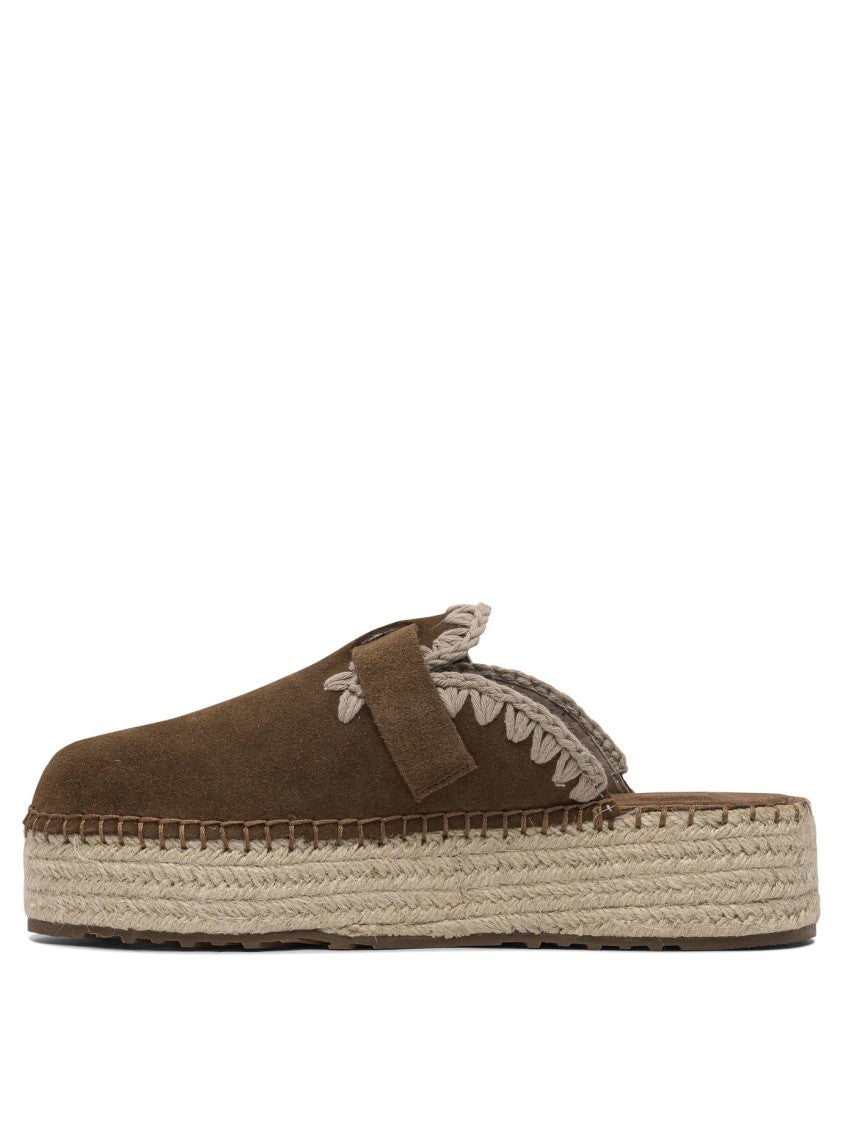 Mou Soft Suede Loafers With Braided Trim