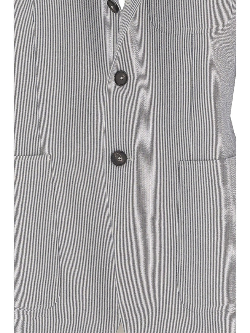 Tagliatore Multi Striped Single-Breasted Cotton-Blend Jacket