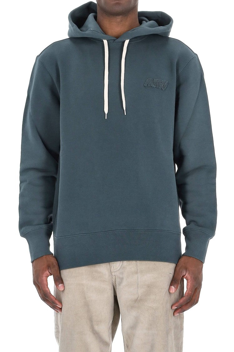 Autry Muted Blue-Green Hooded Sweatshirt With Embroidered Logo