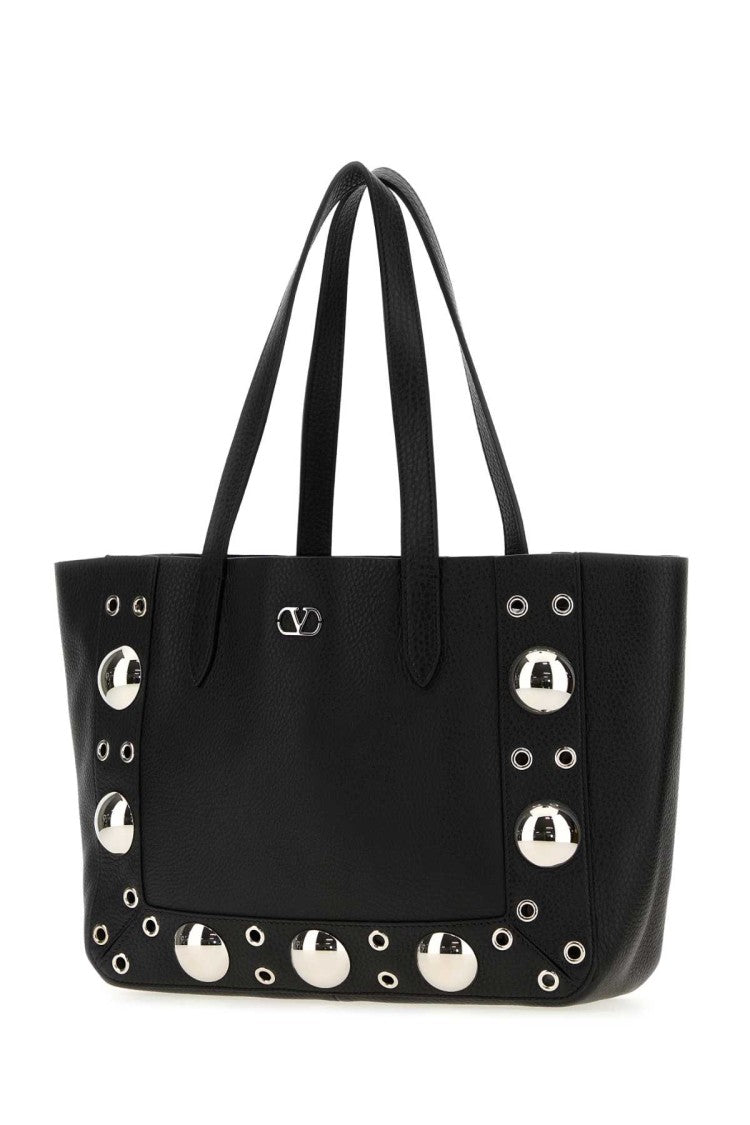 Valentino Garavani Black Leather Small Nellcã´Te Shopping Bag