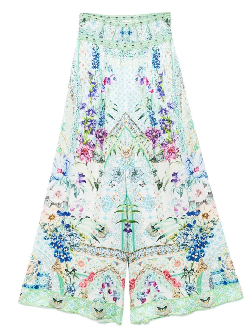 Camilla Shirred Waist Pant With Floral