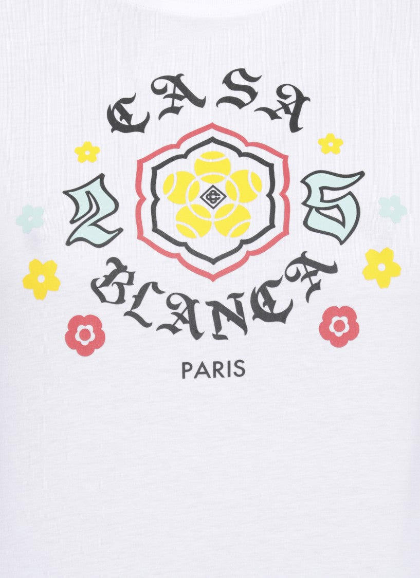 Casablanca Cotton T-Shirt With Contrasting Floral Print By Casablanca