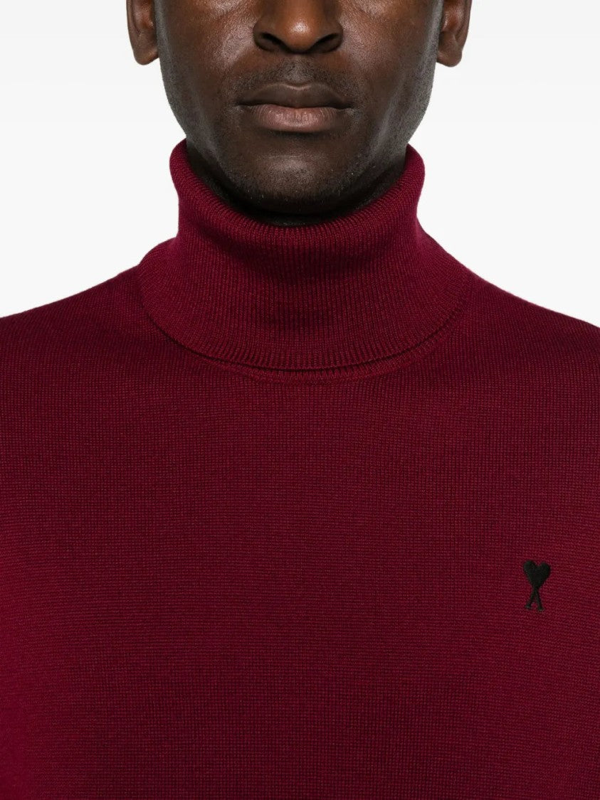 Ami Roll-Neck Embroidered Sweater