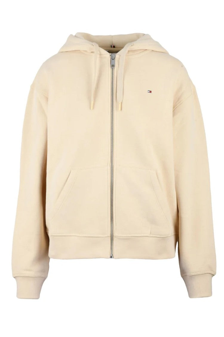 Tommy Hilfiger Beige Cropped Brushed Hoodie