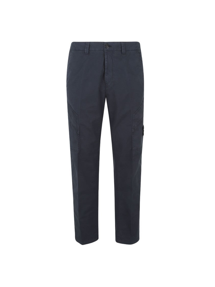 Stone Island Blue Cotton-Elastane Pants