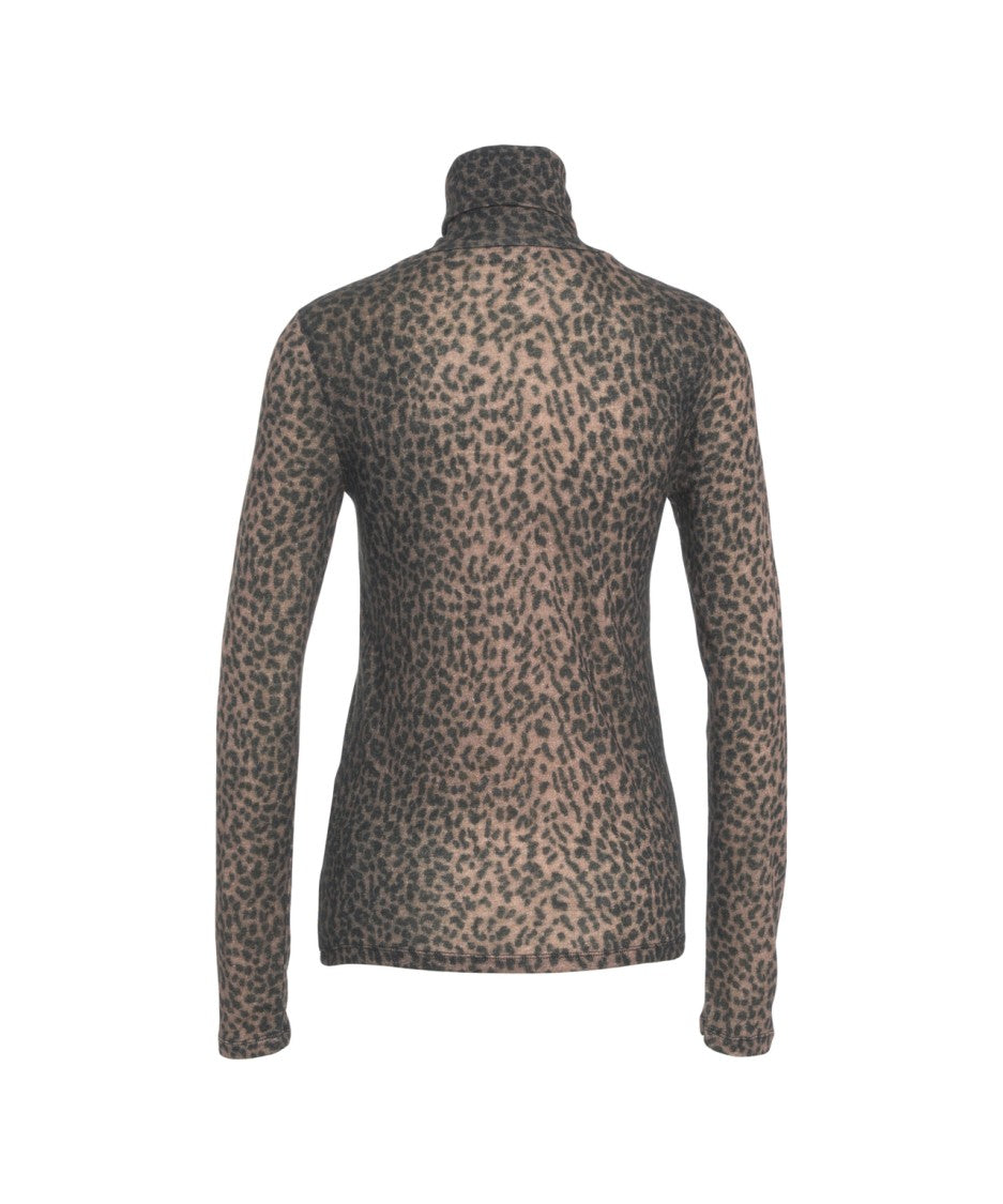 Majestic Filatures Animal Print Semi-Transparent Fitted Turtleneck